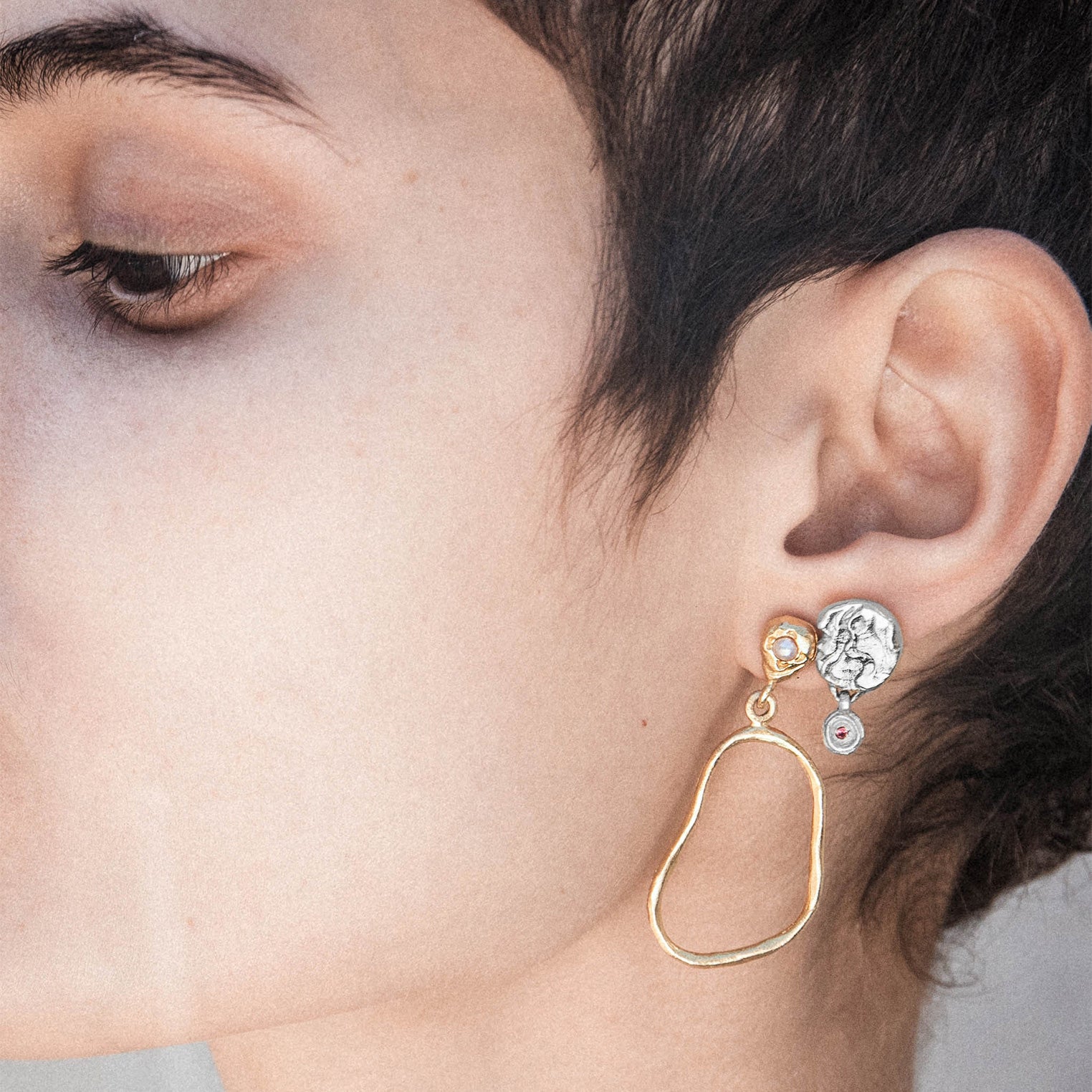 Silber - HAZE & GLORY | Jamila Red Ruby Ohrstecker, silber