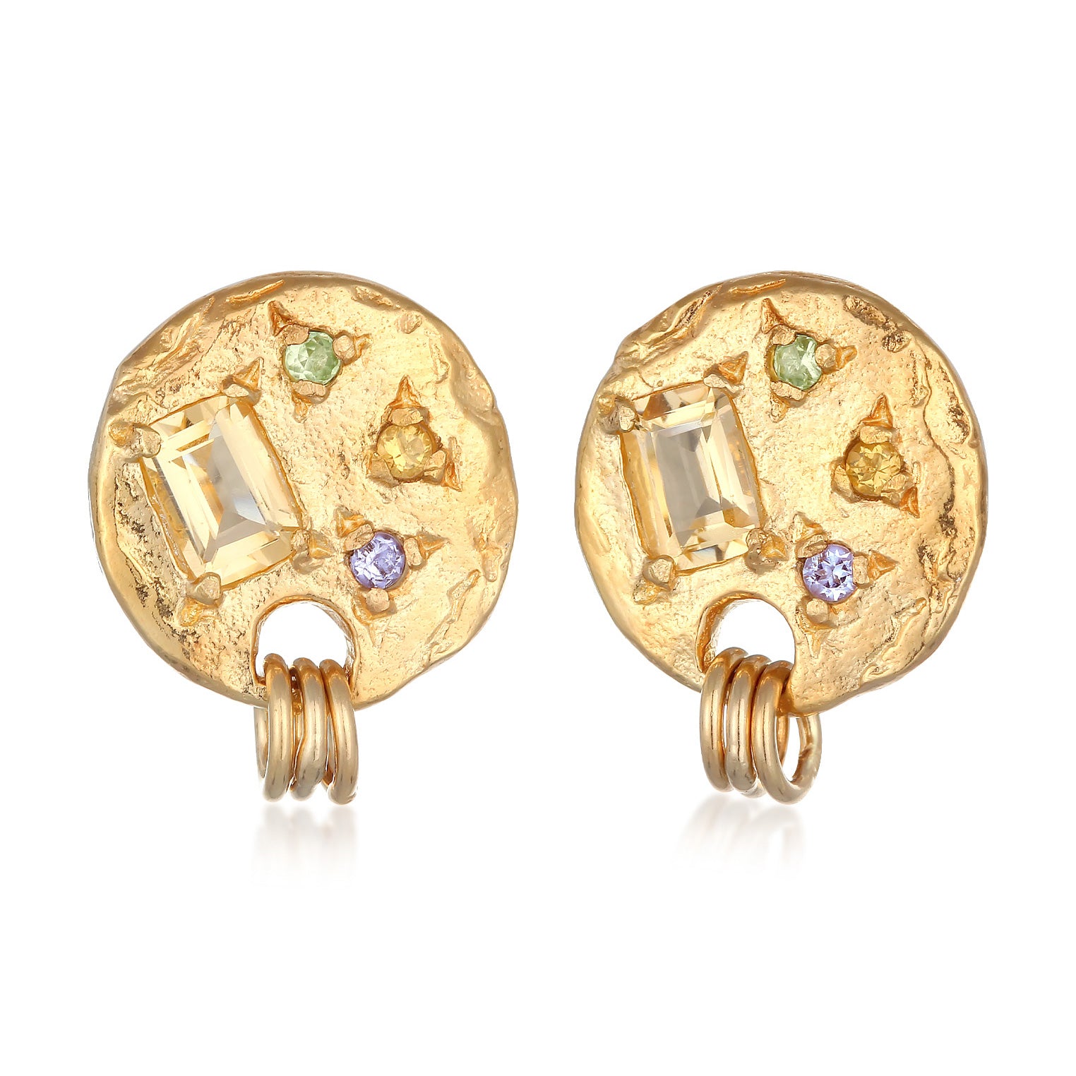 [VINTAGE HOLLYWOOD] 925 Silver☆Klias Gemstone Gold Earrings VINTAGE HOLLYWOOD] 925 Silver☆Klias Gemstone Gold Earrings