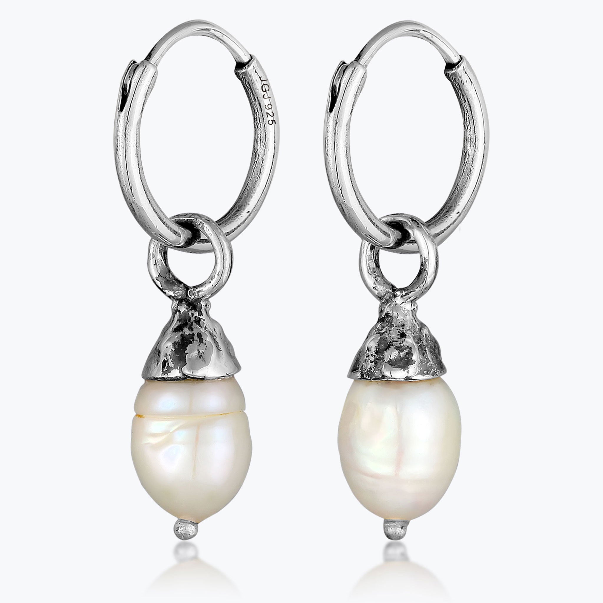 Silber - HAZE & GLORY | Creolen mit Perlen Anhänger