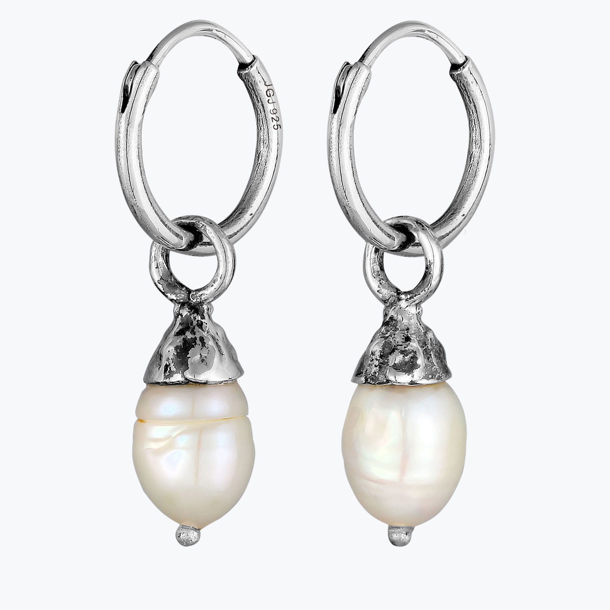 Silber - HAZE & GLORY | Creolen mit Perlen Anhänger