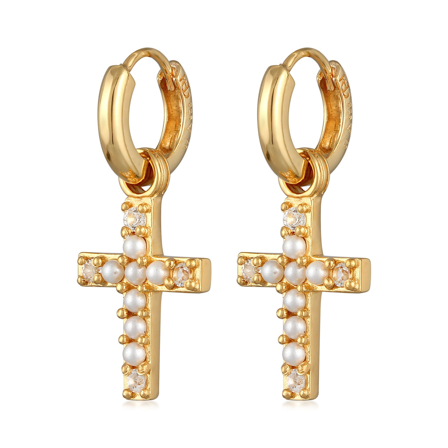 14k gold cross hoop cheap earrings