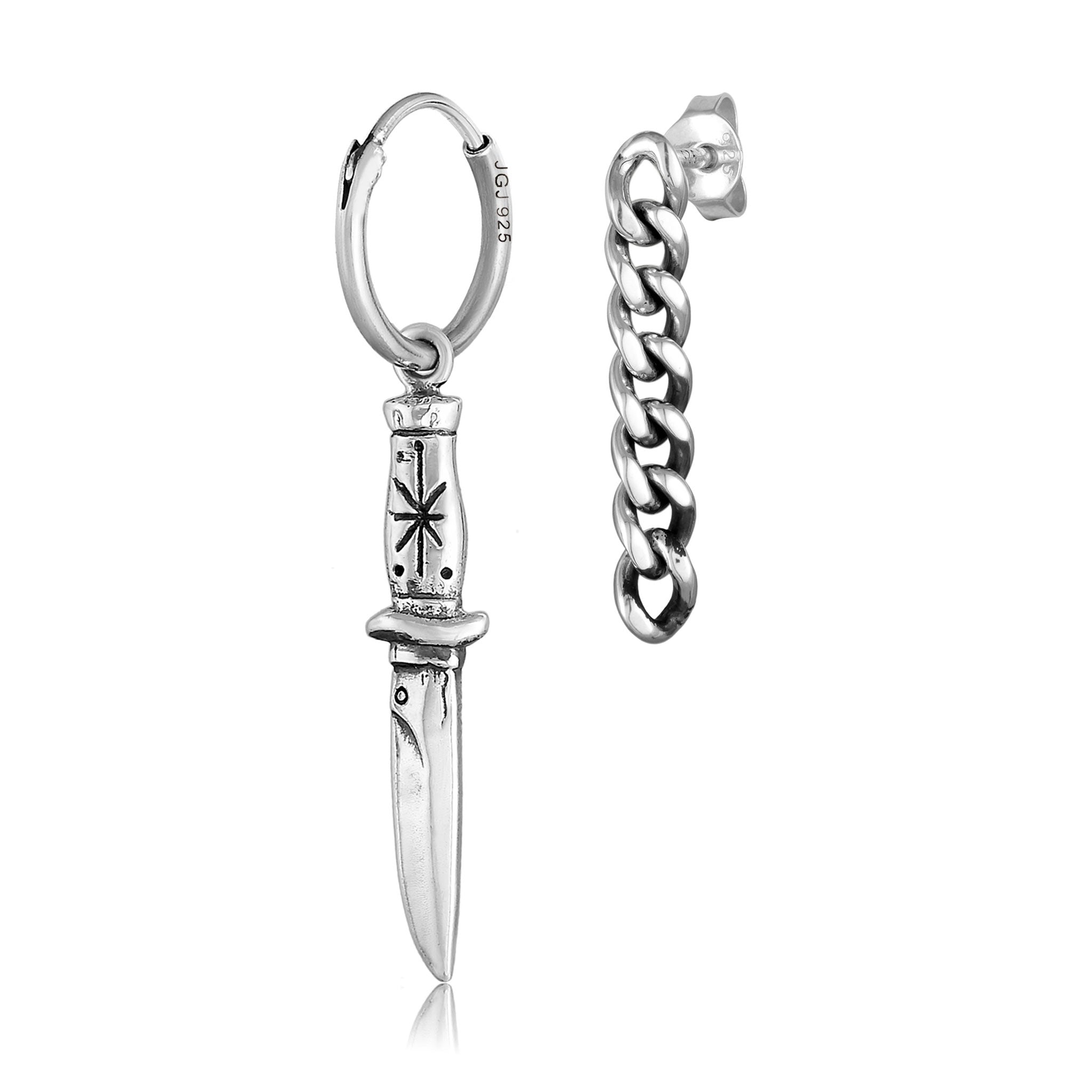 Silber - HAZE & GLORY | Creole Ohrhänger Mix Knife 925 Silber