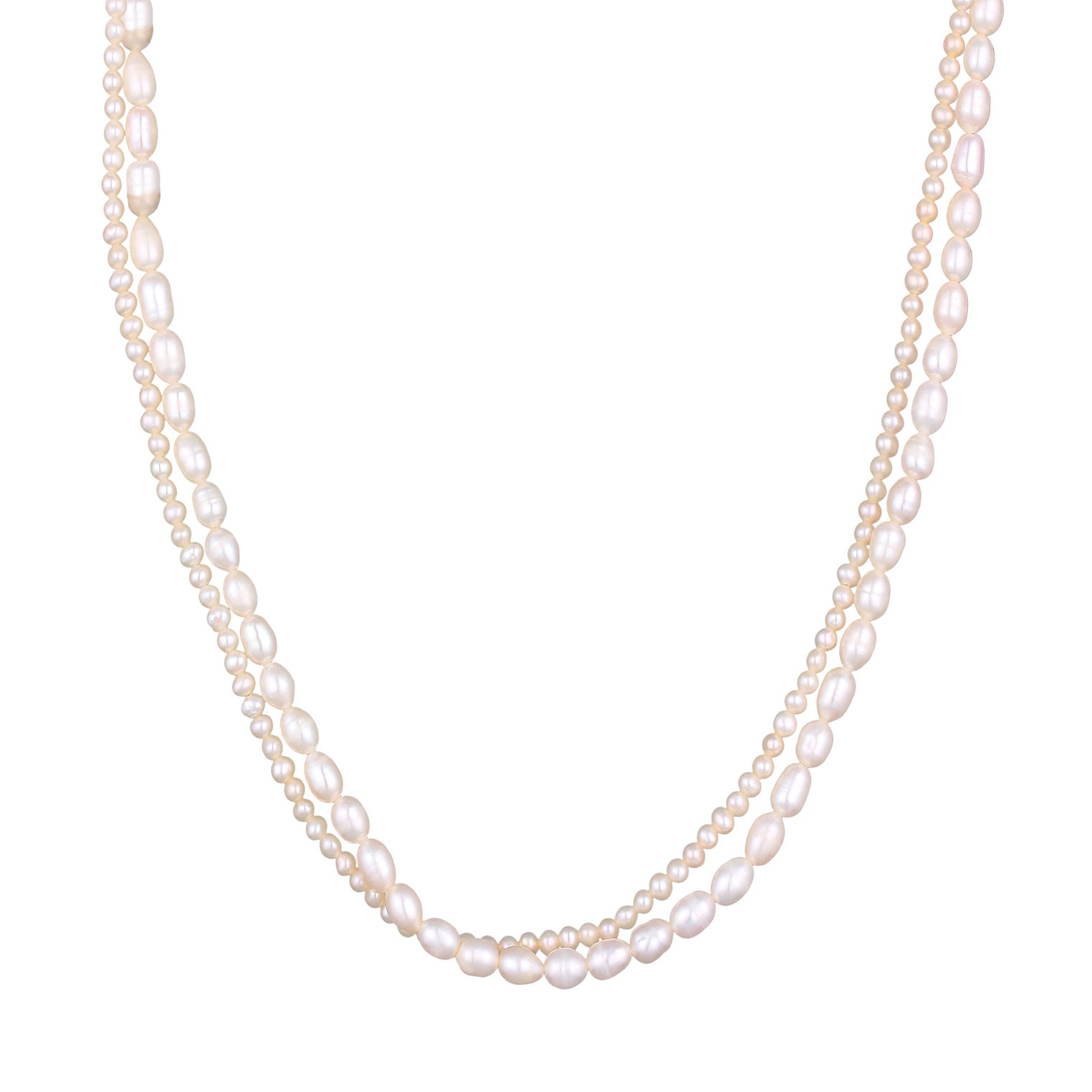 Two Strand 8mm Pearl Necklace, Genuine Round Freshwater