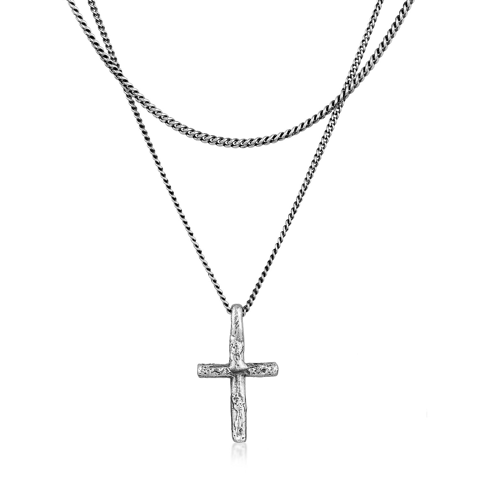 Cross layer necklace silver