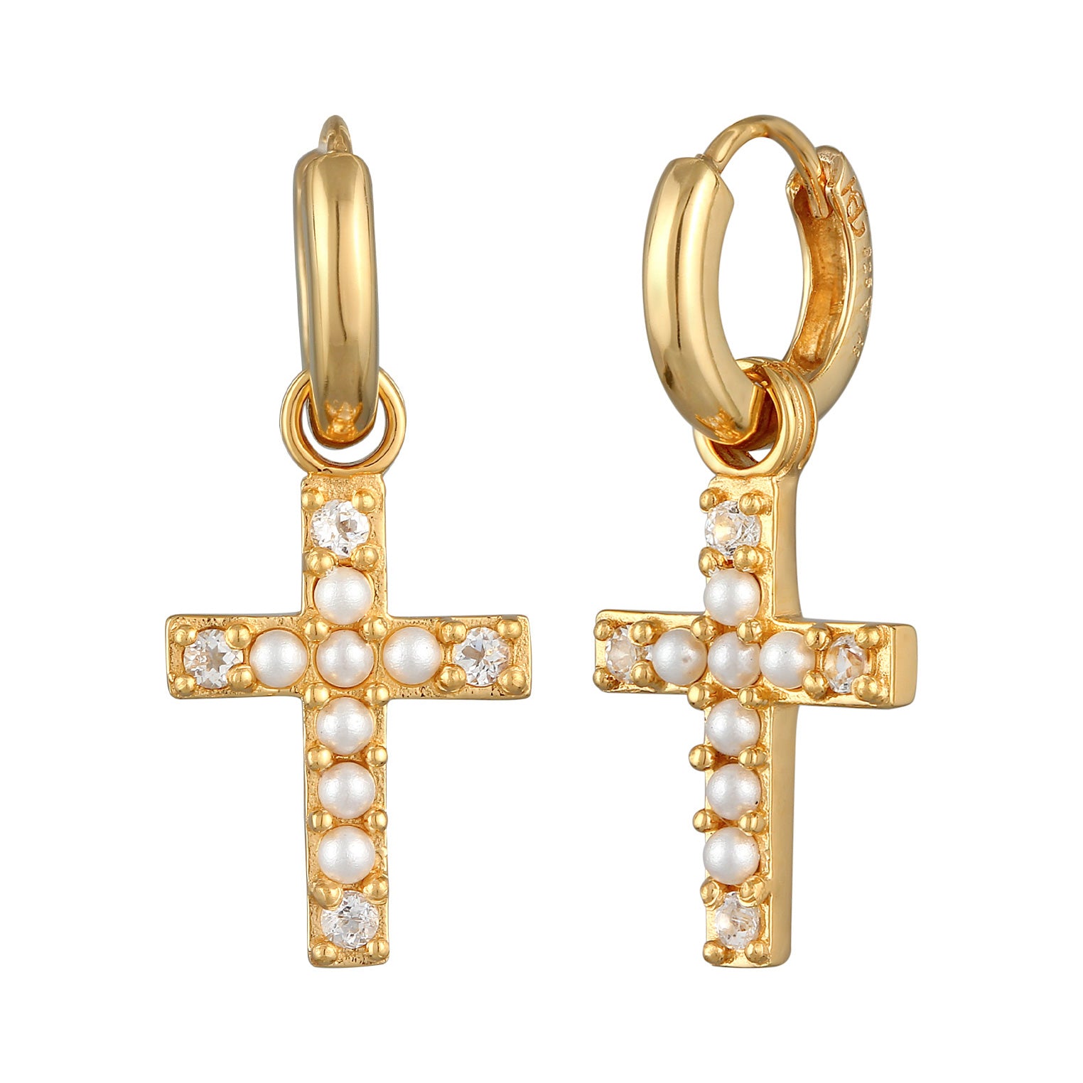 Gold - HAZE & GLORY | Perlen Kreuz Gold Creolen