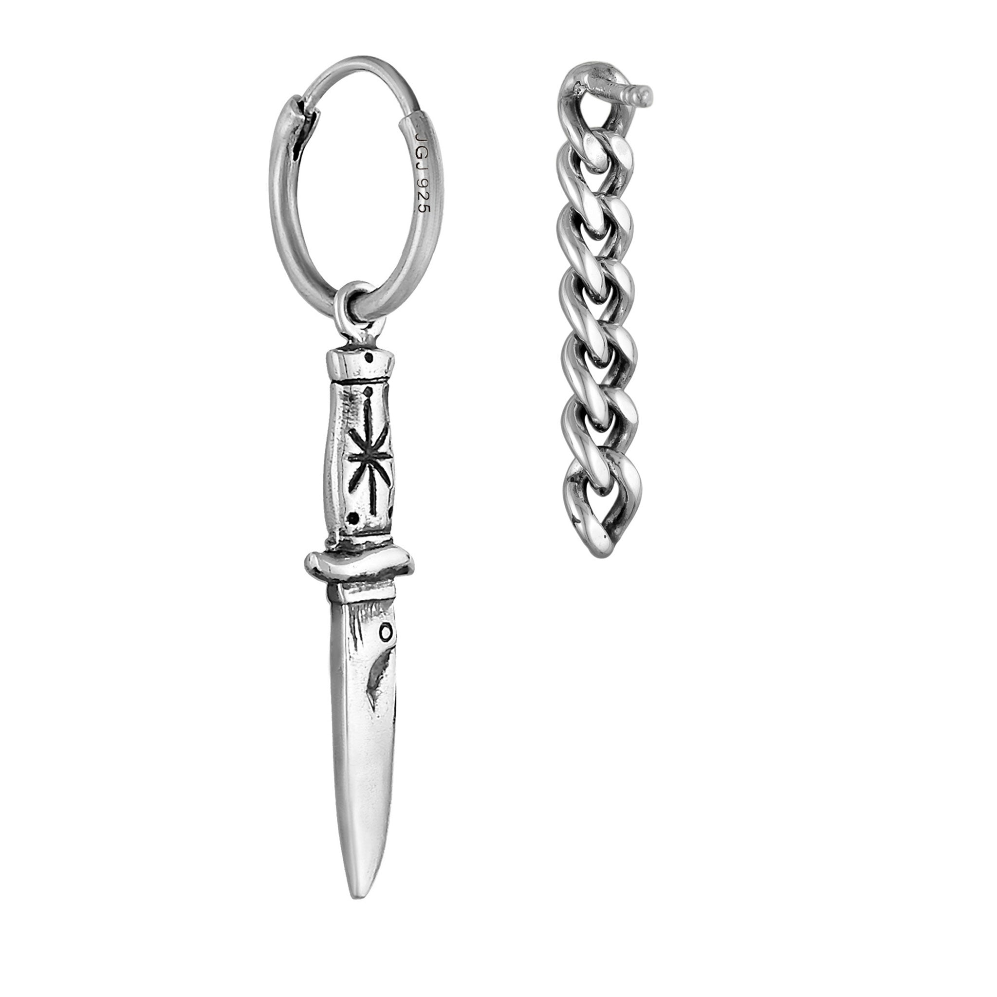 Silber - HAZE & GLORY | Creole Ohrhänger Mix Knife 925 Silber