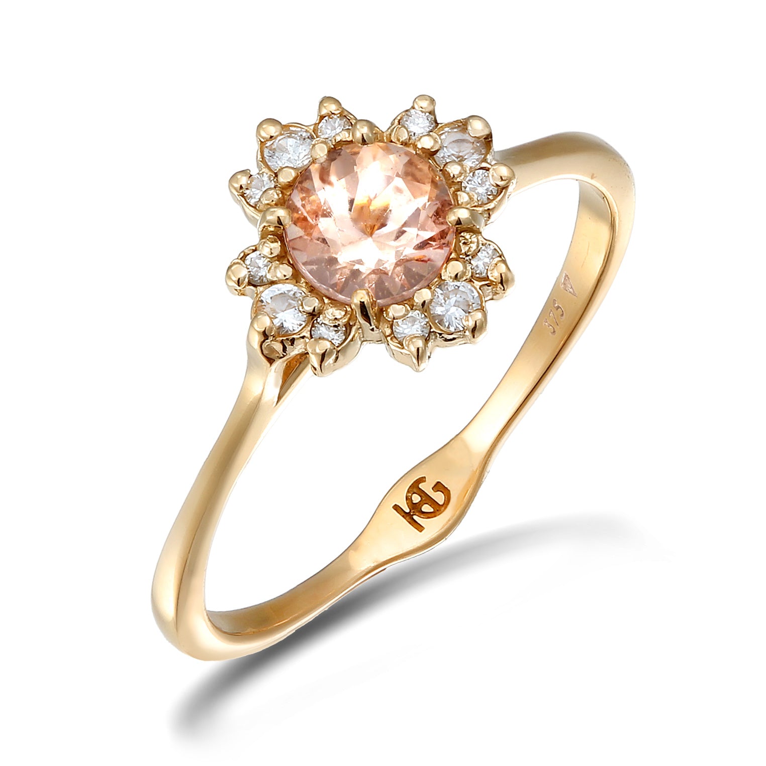 Peachy diamond engagement ring