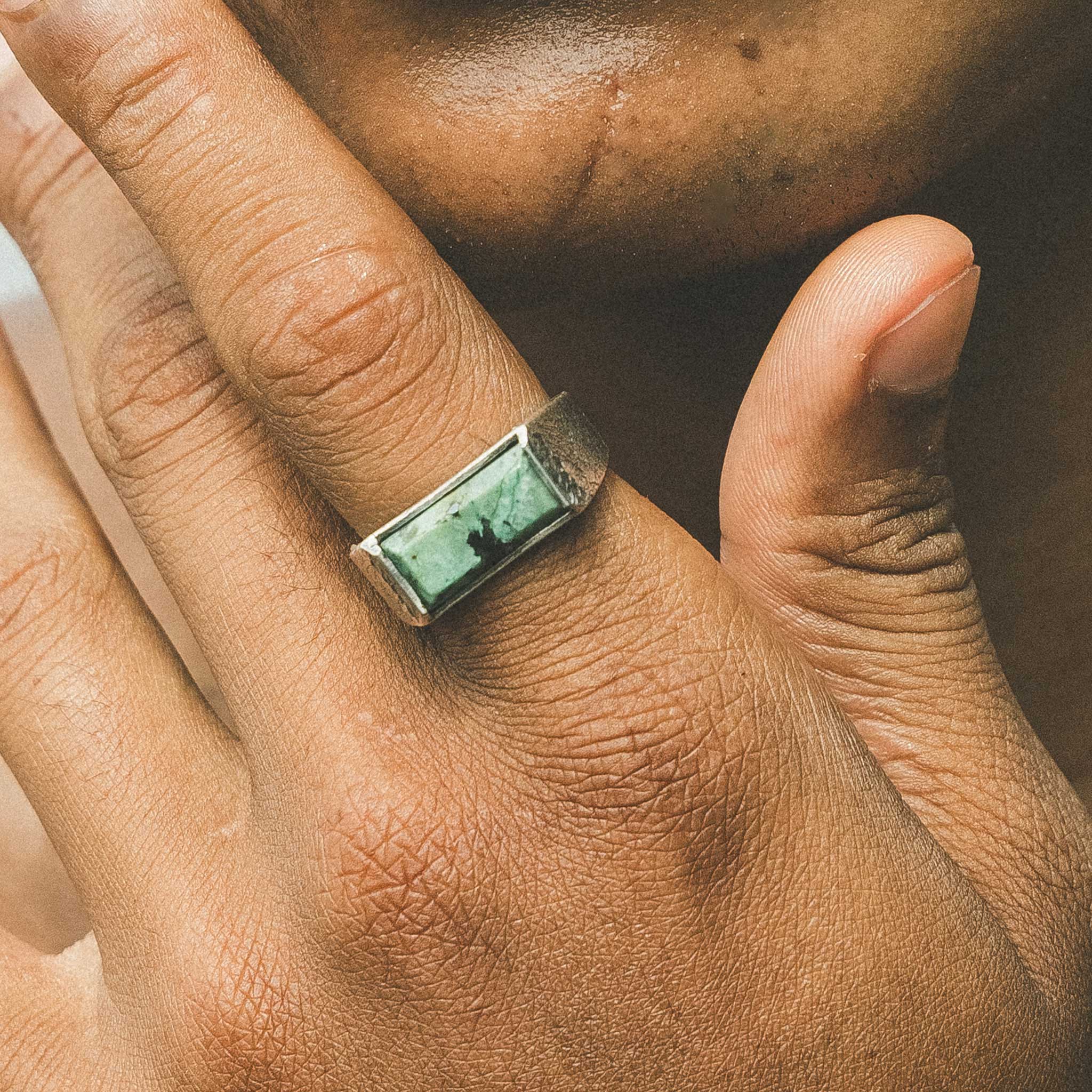 Bold Bar Turquoise Signet Ring
