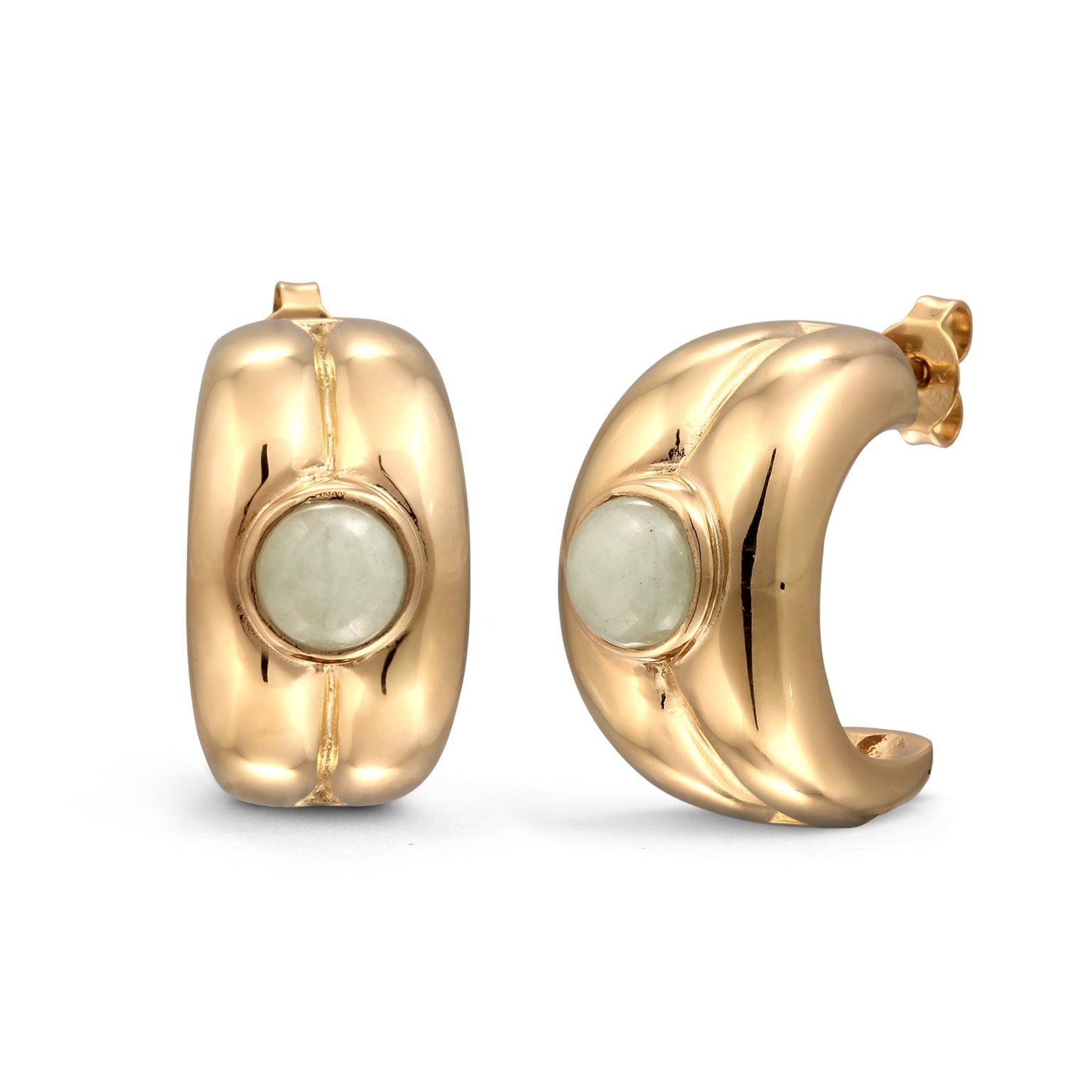 Gold - HAZE & GLORY | Ohrstecker mit Jade (Grün) | 925 Sterling Silber vergoldet