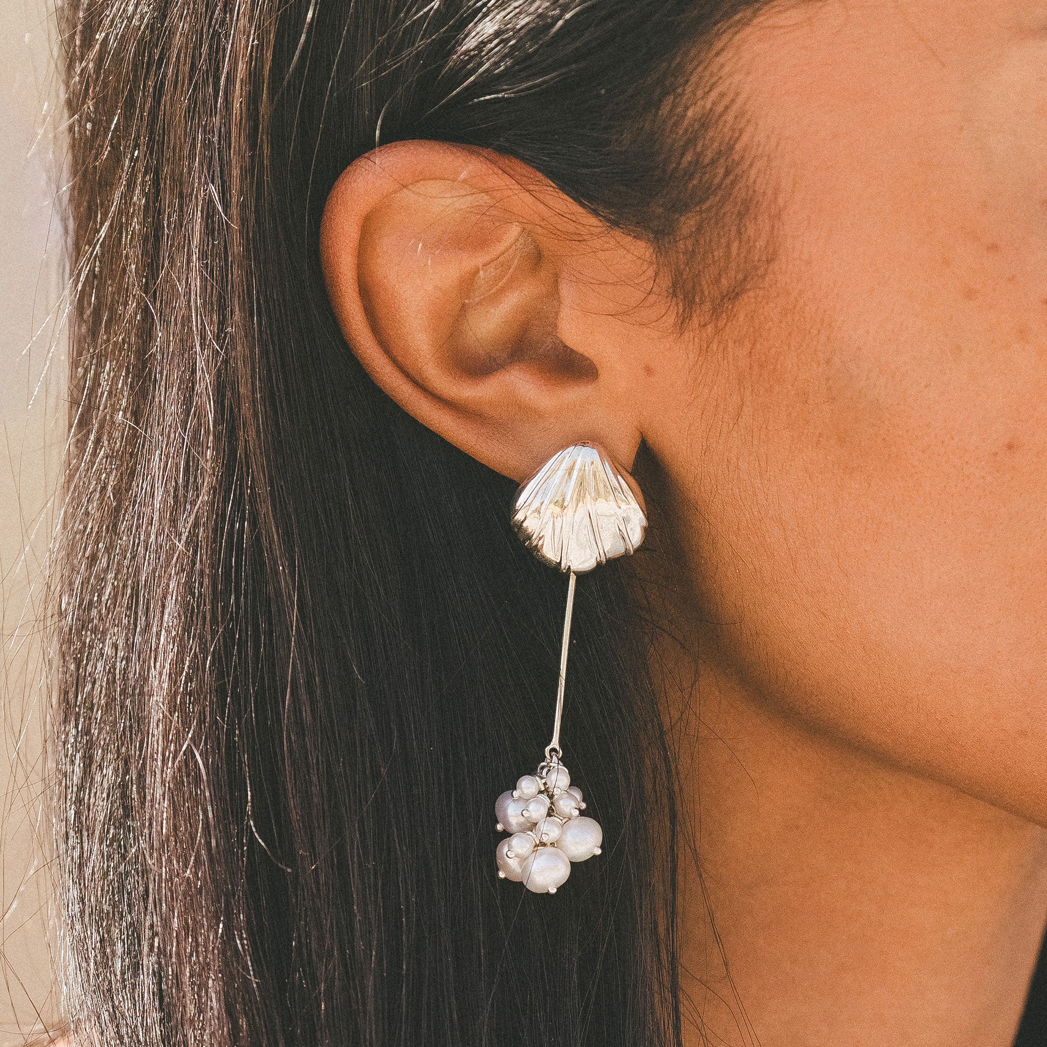 Silber - HAZE & GLORY | Clam Of The Sea Perlen Ohrringe