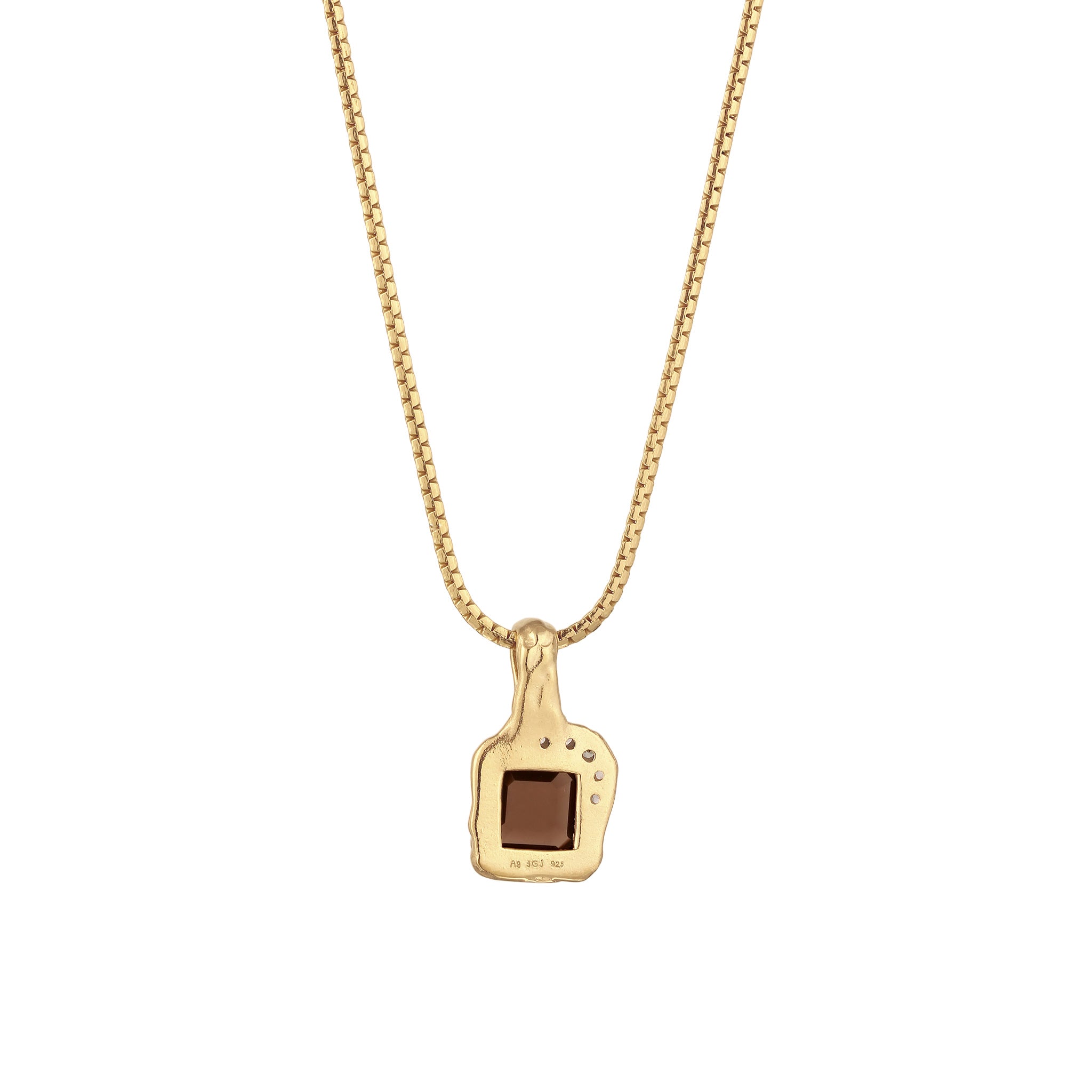 Gold - HAZE & GLORY | Halskette mit Anhänger | Quarz (Braun) & Topas (Weiß) & Synthetischer Turmalin (Grün) | 925 Sterling Silber vergoldet