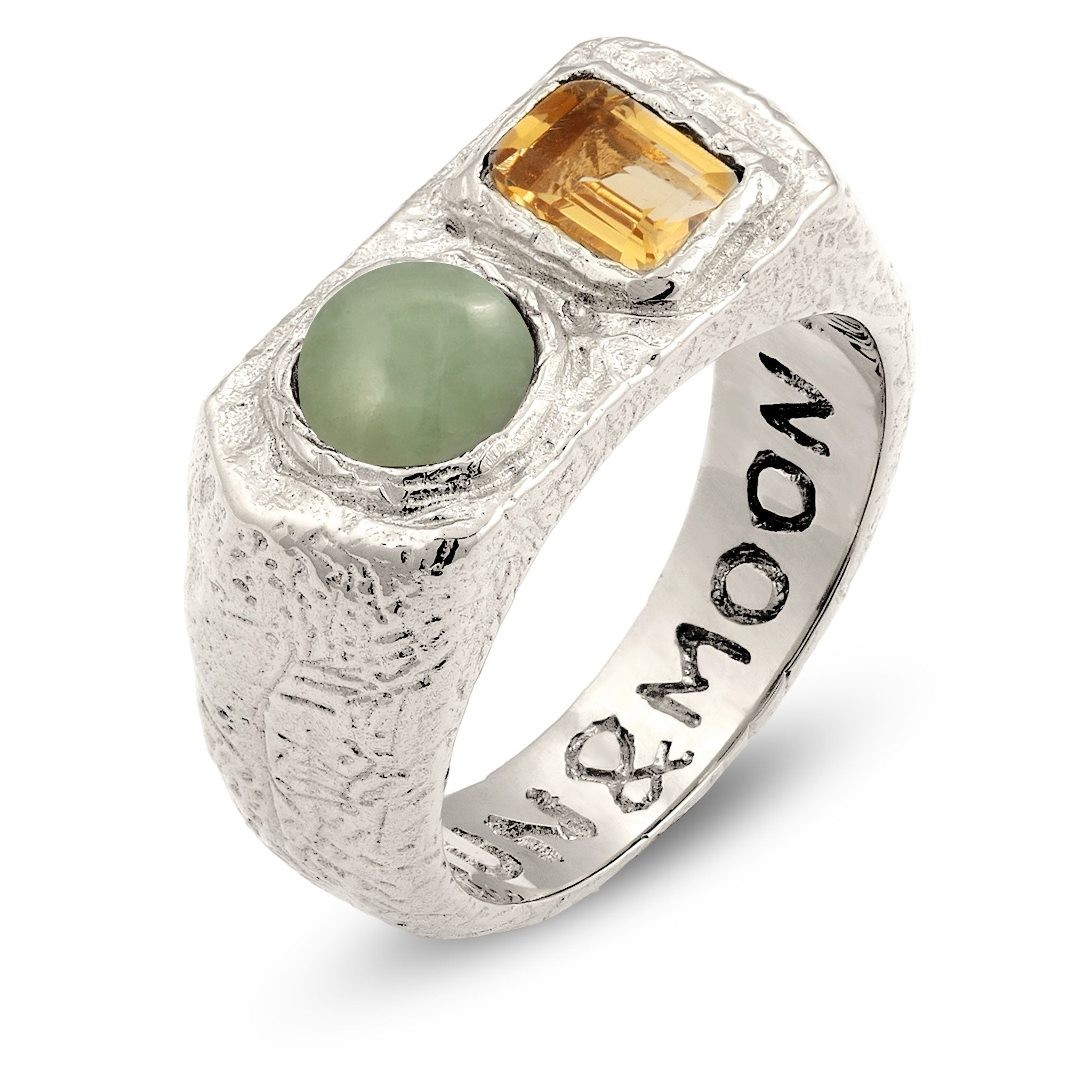 Silber - HAZE & GLORY | Ring Signet Kreis | Jade & Citrin (Grün & Gelb) | 925 Sterling Silber